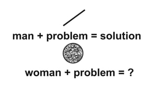 man + problem = solution
woman + problem = ?
 