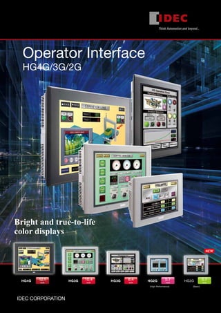 Operator Interface
HG4G/3G/2G
5.7
inch
5.7
inch
12.1
inch
8.4
inch
10.4
inch
HG3G HG3G HG2G
(High Performance)
HG2G
(Basic)
HG4G
Bright and true-to-life
color displays
 