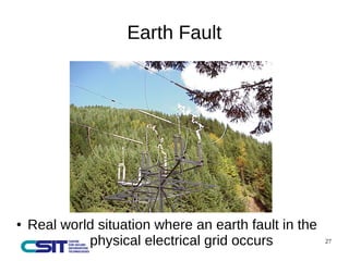 27 
Earth Fault 
● Real world situation where an earth fault in the 
physical electrical grid occurs 
 