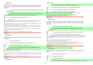 24
Câu4 [Góp ý]
Điểm : 1
Học thuyết công bằng ngụ ý rằng khi các nhân viên hình dung ra sự
bất công, họ có thể có một hoặc một số trong năm khả năng lựa chọn
sau đây?
Chọn
một
câu
trả
lời
 A) Làm méo mó các đầu vào hay đầu ra bản thân, thay đổi các đầu vào hay đầu ra của
 chính bản thân họ.
 B) Làm méo mó các đầu vào hay đầu ra bản thân, thay đổi các đầu vào hay đầu ra
 của chính bản thân họ, chọn một tiêu chí đối chiếu khác để so sánh, bỏ việc.
 C) Chọn một tiêu chí đối chiếu khác để so sánh.
 D) Bỏ việc.
Sai. Đáp án đúng là: Làm méo mó các đầu vào hay đầu ra bản thân, thay đổi các đầu vào
hay đầu ra của chính bản thân họ, chọn một tiêu chí đối chiếu khác để so sánh, bỏ việc.
Vì:
Học thuyết công bằng ngụ ý rằng khi các nhân viên hình dung ra sự bất công, họ có thể có
một hoặc một số trong năm khả năng lựa chọn sau đây:
-Làm méo mó các đầu vào hay đầu ra của chính bản thân mình hay của những người khác.
-Cư xử theo một cách nào đó để làm cho những người khác thay đổi các đầu vào hay đầu ra
của họ.
-Cư xử theo một cách nào đó để làm thay đổi các đầu vào hay đầu ra của chính bản thân họ.
-Chọn một tiêu chí đối chiếu khác để so sánh.
-Bỏ việc.
Tham khảo: Bài4, mục 4.2.2.2. Học thuyết công bằng (J. Stacy Adam).
Không đúng
Điểm:0/1.
Câu5 [Góp ý]
Điểm : 1
Theo Maslow, các nhu cầu của cá nhân được sắp xếp theo cách nào
dưới đây?
Chọn
một
câu
trả
lời
 A) Tồn tại song song nhau.
 B) Được phân chia thành nhu cầu bậc thấp và nhu cầu bậc cao.
 C) Được thỏa mãn thì động lực của cá nhân giảm sút.
 D) Được sắp xếp theo các thứ bậc, khi các nhu cầu bậc thấp được thỏamãn
 thì cá nhân sẽ có nhu cầu ở bậc cao.
Sai. Đáp án đúng là: Được sắp xếp theo các thứ bậc, khi các nhu cầu bậc thấp được thỏa
mãn thì cá nhân sẽ có nhu cầu ở bậc cao.
Vì:
Theo Maslow , các nhu cầu của cá nhân được sắp xếp theo các thứ bậc – nhu cầu bậc thấp,
nhu cầu bậc cao. Khi các nhu cầu bậc thấp được thỏa mãn thì cá nhân sẽ có nhu cầu ở bậc
cao hơn.
Tham khảo: Bài4, mục 4.2.1.1 Học thuyết nhu cầu của Maslow .
Không đúng
Điểm:0/1.
Câu6 [Góp ý]
Điểm : 1
Quyền lực là
Chọn
một
câu
trả
lời
 A) khả năng gây ảnh hưởng tới các quyết định cá nhân hay tập thể.
 B) quyền mà một cá nhân có được khi có vị trí nhất định trong tổ chức.
 C) quyền yêu cầu người khác làm theo ý muốn của mình
 D) quyền ép buộc người khác làm theo ý muốn của mình.
Sai. Đáp án đúng là: khả năng gây ảnh hưởng tới các quyết định cá nhân hay tập thể.
Vì:
Quyền lực là khả năng gây ảnh hưởng tới các quyết định cá nhân hay tập thể.
Tham khảo: Bài7, mục 7.1.1. Khái niệm quyền lực.
Không đúng
Điểm:0/1.
Câu7 [Góp ý]
Điểm : 1
Từ nghiên cứu của Hawthorne về ảnh hưởng của chuẩn mực nhóm
tới hành vi của cá nhân trong nhóm, có thể rút ra kết luận sau đây,
loại trừ?
Chọn
một
câu
trả
lời
 A) Nhóm có ảnh hưởng rất lớn đến hành vi cá nhân.
 B) Cá nhân thường đưa ra ý kiến giống với ý kiến của nhiều thành viên khác
 trong nhóm.
 C) Chuẩn mực nhóm chi phốivà tác động mạnh đến kết quả làm việc cá nhân.
 D) Lợi ích kinh tếlà nhân tố quyết định kết quả làm việc của nhân viên,
 nhưng không mạnh mẽ bằng các chuẩn mực, những tình cảm và tính bảo đảm trong nhóm.
Sai. Đáp án đúng là: Cá nhân thường đưa ra ý kiến giống với ý kiến của nhiều thành viên
khác trong nhóm.
Vì:
Nghiên cứu Haw thorne cho phép rút ra những kết luận sau đây:
+ Nhóm có ảnh hưởng rất lớn đến hành vicá nhân.
+ Chuẩn mực nhóm chiphối và tác động mạnh đến kết quả làm việc cá nhân.
+ Lợi ích kinh tế là nhân tố quyết định kết quả làm việc của nhân viên nhưng không mạnh mẽ
bằng các chuẩn mực, những tình cảm và tính bảo đảm trong nhóm.
Tham khảo: Bài5, mục 5.3.2 Chuẩn mực nhóm.
Không đúng
Điểm:0/1.
Câu8 [Góp ý]
Điểm : 1
Những thái độ có ảnh hưởng đến hành vi của cá nhân trong tổ chức
gồm:
Chọn
một
câu
trả
lời
 A) Sự thỏa mãn đối với công việc
 B) Sự cam kết với tổ chức
 C) Sự tham gia vào công việc
 D) Sự thỏa mãn đối với công việc, sự cam kết với tổ chức và sự tham gia vào công việc.
 