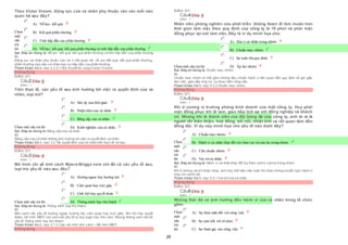 29
Theo Victor Vroom, động lực của cá nhân phụ thuộc vào các mối nào
quan hệ sau đây?
Chọn
một
câu
trả
lời
 A) Nỗ lực- kết quả.
 B) Kết quả-phần thưởng.
 C) Tính hấp dẫn của phần thưởng.
 D) Nỗ lực- kết quả, kết quả-phần thưởng và tính hấp dẫn của phần thưởng.
Sai. Đáp án đúng là: Nỗ lực- kết quả, kết quả-phần thưởng và tính hấp dẫn của phần thưởng.
Vì:
Động lực cá nhân phụ thuộc vào cả 3 mối quan hệ: nỗ lực-kết quả, kết quả-phần thưởng,
phần thưởng-mục tiêu cá nhân hay sựhấp dẫn của phần thưởng.
Tham khảo: Bài4, mục 4.2.2.1 Học thuyết kỳ vọng (Victor Vroom).
Không đúng
Điểm:0/1.
Câu2 [Góp ý]
Điểm : 1
Trên thực tế, các yếu tố sau ảnh hưởng tới việc ra quyết định của cá
nhân, loại trừ?
Chọn một câu trả lời
 A) Sức ép của thời gian.
 B) Nhận thứccủa cá nhân.
 C) Bằng cấp của cá nhân.
 D) Kinh nghiệm của cá nhân.
Sai. Đáp án đúng là: Bằng cấp của cá nhân.
Vì:
Bằng cấp của cả nhân không ảnh hưởng tới việc ra quyết định cá nhân.
Tham khảo: Bài3, mục 3.2. Ra quyết định của cá nhân trên thực tế và mục
Không đúng
Điểm:0/1.
Câu3 [Góp ý]
Điểm : 1
Mô hình chỉ số tính cách Myers-Briggs xem xét tất cả các yếu tố sau,
loại trừ yếu tố nào sau đây?
Chọn một câu trả lời
 A) Hướng ngoại hay hướng nội
 B) Cảm quan hay trực giác
 C) Lĩnh hội hay quyết đoán
 D) Thông minh hay thử thách
Sai. Đáp án đúng là: Thông minh hay thử thách.
Vì:
Bên cạnh các yếu tố hướng ngoại, hướng nội, cảm quan hay trực giác, lĩnh hội hay quyết
đoán, mô hình MBIT còn xem xét yếu tố tư duy logic hay tình cảm. Nhưng không xem xét tới
yếu tố Thông minh hay thử thách.
Tham khảo: Bài2, mục 2.1.3. Các mô hình tính cách – Mô hình MBTI.
Không đúng
Điểm:0/1.
Câu4 [Góp ý]
Điểm : 1
Nhân viên phòng nghiên cứu phát triển không được đi làm muộn hơn
thời gian làm việc theo quy định của công ty là 15 phút và phải mặc
đồng phục tại nơi làm việc. Đây là ví dụ minh họa cho:
Chọn một câu trả lời
 A) Địa vị cá nhân trong nhóm.
 B) Chuẩn mực nhóm.
 C) Sự tuân thủ quy định.
 D) Áp lực nhóm.
Sai. Đáp án đúng là: Chuẩn mực nhóm.
Vì:
Chuẩn mực nhóm có thể gồm những tiêu chuẩn hành vi liên quan đến quy định về giờ giấc
làm việc, giao tiếp ứng xử, sựthực hiện công việc.
Tham khảo: Bài5, mục 5.3.2 Chuẩn mực nhóm.
Không đúng
Điểm:0/1.
Câu5 [Góp ý]
Điểm : 1
Khi ở cương vị trưởng phòng kinh doanh của một công ty, Huy phải
mặc đồng phục khi đi làm, giao tiếp lịch sự với đồng nghiệp và khách
oil. Nhưng khi là thành viên của đội bóng đá của công ty, anh tỏ ra là
người rất thân thiện, hoà đồng, sôi nổi, nhiệt tình và rất quan tâm đến
đồng đội. Ví dụ này minh họa cho yếu tố nào dưới đây?
Chọn
một
câu
trả
lời
 A) Chuẩn mực nhóm.
 B) Hành vi cá nhân thay đổi tùy theo vai trò của họ trong nhóm.
 C) Tiêu chuẩn nhóm.
 D) Vai trò cá nhân.
Sai. Đáp án đúng là: Hành vi cá nhân thay đổi tùy theo vaitrò của họ trong nhóm.
Vì:
Khi ở những vai trò khác nhau, anh Huy thể hiện việc tuân thủ theo những chuẩn mực hành vi
ứng với vaitrò đó.
Tham khảo: Bài5, mục 5.3.1 Vai trò của cá nhân.
Không đúng
Điểm:0/1.
Câu6 [Góp ý]
Điểm : 1
Những thái độ có ảnh hưởng đến hành vi của cá nhân trong tổ chức
gồm:
Chọn
một
câu
trả
lời
 A) Sự thỏa mãn đối với công việc
 B) Sự cam kết với tổ chức
 C) Sự tham gia vào công việc
 