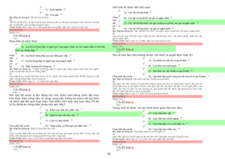 32
 C) Kinh nghiệm
 D) Trựcgiác
Sai. Đáp án đúng là: Tiền lệ của tổ chức.
Vì:
Tiền lệ của tổ chức là các trường hợp tương tự đã có, đã xảy ra trong tổ chức. Nó ảnh hưởng
đến quyết định của cá nhân trong tổ chức.
Tham khảo: Bài3, mục 3.2.2. Ra quyết định trong điều kiện tính hợp lý có giới hạn.
Không đúng
Điểm:0/1.
Câu18 [Góp ý]
Điểm : 1
Giao tiếp là cách thức
Chọn
một
câu
trả
lời
 A) truyền tảithông điệp từ người gửi sang người nhận sao cho người nhận có thể hiểu
 được các thông điệp.
 B) truyền tải thông điệp qua các kênh giao tiếp.
 C) truyền thông điệp từ người gửi sang người nhận.
 D) nhận và phản hồi thông tin.
Sai. Đáp án đúng là: “Truyền tải thông điệp từ người gửi sang người nhận sao cho người
nhận có thể hiểu được các thông điệp”.
Vì:
Giao tiếp là sự truyền đạt điều muốn nói từ người này sang người khác để đối tượng có thể
hiểu những thông điệp được truyền đi.
Tham khảo: Bài6, mục 6.1.1.3. Quá trình giao tiếp.
Không đúng
Điểm:0/1.
Câu19 [Góp ý]
Điểm : 1
Khi cán bộ quản lý tạo động lực cho nhân viên bằng cách đặt mục
tiêu thực hiện công việc rõ ràng, cung cấp thông tin phản hồi kịp thời
và đánh giá kết quả thực hiện của nhân viên dựa vào mục tiêu, thì đó
là họ đang sử dụng biện pháp nào sau đây?
Chọn một câu trả lời
 A) Kiểm soát chặt chẽ nhân viên.
 B) Quản lý dựa trên mục tiêu.
 C) Chia sẻ trách nhiệm.
 D) Tăng cường sự tham gia của nhân viên.
Sai. Đáp án đúng là: Quản lý dựa trên mục tiêu.
Vì:
Theo Locke, nhân viên sẽ có động lực làm việc khi các nhà quản lý xác định rõ mục tiêu mà
nhân viên cần đạt được trong quá trình thực hiện công việc.
Tham khảo: Bài4, mục 4.2.2.4 Học thuyết đặt mục tiêu của Locke.
Không đúng
Điểm:0/1.
Câu20 [Góp ý]
Điểm : 1
Văn hóa tổ chức thể hiện qua:
Chọn
một
câu
trả
lời
 A) Các vật thể hữu hình
 B) Các giá trị tuyên bố, các giá trị ngầm định.
 C) Các vật thể hữu hình, các giá trịđược tuyên bố, các giá trịngầm định.
 D) Các vật thể hữu hình, các giá trị ngầm định.
Sai. Đáp án đúng là: “Các vật thể hữu hình, các giá trị được tuyên bố, các giá trị ngầm định”.
Vì:
Văn hóa tổ chức thể hiện qua 3 cấp độ: các vật thể hữu hình; các giá trị được tuyên bố; các
giá trị ngầm định.
Tham khảo: Bài8, mục 8.1.2. Biểu hiện của văn hóa tổ chức.
Không đúng
Điểm:0/1.
Câu21 [Góp ý]
Điểm : 1
Yếu tố nào sau đây không thuộc mô hình ra quyết định hợp lý?
Chọn một câu trả lời
 A) Xác định các tiêu chí ra quyết định.
 B) Lựa chọn các phươngán.
 C) Xác định các tiêu chuẩn ra quyết định.
 D) Xác định tầm quan trọng của các tiêu chí ra quyết định.
Sai. Đáp án đúng là: Xác định các tiêu chuẩn ra quyết định.
Vì:
Xác định các tiêu chuẩn ra quyết định không thuộc mô hình ra quyết định hợp lý. Mô hình ra
quyết định hợp lý bao gồm 6 bước: xác định vấn đề, xác định các tiêu chí ra quyết định, cân
nhắc các tiêu chí, đưa ra các phương án giải quyết vấn đề, đánh giá phương án theo từng
tiêu chí, tính toán tối ưu và ra quyết định.
Tham khảo: Bài3, mục 3.1. Quá trình ra quyết định hợp lý.
Không đúng
Điểm:0/1.
Câu22 [Góp ý]
Điểm : 1
Trong một tổ chức, có các hình thức giao tiếp sau đây:
Chọn một câu trả lời
 A) Giao tiếp chéo cấp.
 B) Giao tiếp theo chiều ngang.
 C) Giao tiếp ngôn từ và phingôn từ.
 D) Giao tiếp theo chiều dọc.
Sai. Đáp án đúng là: “Giao tiếp ngôn từ và phi ngôn từ”.
Vì:
Giao tiếp ngôn từ và phi ngôn từ là hai hình thức giao tiếp chủ yếu trong tổ chức.
Tham khảo: Bài6, mục 6.1.2.2. Các hình thức giao tiếp phổ biến.
Không đúng
Điểm:0/1.
Câu23 [Góp ý]
Điểm : 1
 