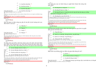 4
Chọn một câu trả lời
 A) Quyền lực tham khảo.
 B) Quyền lực ép buộc.
 C) Quyền lực hợp pháp.
 D) Quyền lực chuyên gia.
Sai. Đáp án đúng là: Quyền lực hợp pháp.
Vì:
Quyền lực hợp pháp là quyền lực mà cá nhân có được khi họ có vị trí quản lý nhất định trong
tổ chức.
Tham khảo: Bài7, mục 7.3.3. Quyền lực hợp pháp
Không đúng
Điểm:0/1.
Câu17 [Góp ý]
Điểm : 1
Học hỏi giúp cá nhân nâng cao yếu tố nào để có ảnh hưởng tích cực
đến hành vi của họ?
Chọn một câu trả lời
 A) Nhận thức
 B) Năng lực
 C) Thái độ
 D) Động lực
Sai. Đáp án đúng là: Năng lực
Vì:
Học hỏi trực tiếp dẫn đến nâng cao năng lực và khả năng thực hiện công việc của cá nhân.
Tham khảo: Bài2, mục 2.4 Học hỏi.
Không đúng
Điểm:0/1.
Câu18 [Góp ý]
Điểm : 1
Do công việc quá nhiều, lãnh đạo công ty yêu cầu nhân viên làm thêm
giờ. Nhân viên không thích làm thêm giờ nhưng vẫn phải chấp nhận
yêu cầu của lãnh đạo. Hiện tượng này mô tả cho yếu tố nào dưới đây?
Chọn
một
câu
trả
lời
 A) Sự mâu thuẫn giữa thái độ với hành vi.
 B) Sự mâu thuẫn giữa nhận thứcvà hành vi.
 C) Thái độ của nhân viên trong công ty.
 D) Sự mâu thuẫn giữa lãnh đạo với nhân viên.
Sai. Đáp án đúng là: Sự mâu thuẫn giữa thái độ với hành vi.
Vì:
Tình huống này thể hiện sự mâu thuẫn giữa thái độ của nhân viên đối với việc làm thêm giờ
(không thích làm thêm giờ) với hành vicủa cá nhân (phảichấp nhận làm thêm giờ).
Tham khảo: Bài2, mục 2.2.3 Mâu thuẫn giữa thái độ và hành vi.
Không đúng
Điểm:0/1.
Câu19 [Góp ý]
Điểm : 1
Tính sáng tạo của cá nhân trong ra quyết định thuộc khả năng nào
dưới đây?
Chọn
một
câu
trả
lời
 A) Khả năng đưa ra ý tưởng mới.
 B) Khả năng kết hợp các ý tưởng.
 C) Khả năng kết hợp các ý tưởng theo một cách riêng biệt hoặc khả năng tạo ra những
 kết hợp khác thường giữa các ý tưởng.
 D) Khả năng đưa ra các phát minh lớn.
Sai. Đáp án đúng là: Khả năng kết hợp các ý tưởng theo một cách riêng biệt hoặc khả năng
tạo ra những kết hợp khác thường giữa các ý tưởng.
Vì:
Tính sáng tạo của cá nhân trong ra quyết định là khả năng kết hợp các ý tưởng theo một cách
riêng biệt hoặc khả năng tạo ra những kết hợp khác thường giữa các ý tưởng.
Tham khảo: Bài3, mục 3.3. Nâng cao hiệu quả trong việc ra quyết định.
Không đúng
Điểm:0/1.
Câu20 [Góp ý]
Điểm : 1
Chương trình khuyến khích nhân viên tham gia vào quá trình ra quyết
định có các hình thức sau:
Chọn
một
câu
trả
lời
 A) Vòng chất lượng.
 B) Quản lý có sự tham gia, tham gia đại diện, vòng chất lượng.
 C) Quản lý có sự tham gia, vòng chất lượng.
 D) Tham gia đại điện, vòng chất lượng.
Sai. Đáp án đúng là: Quản lý có sự tham gia, tham gia đại diện, vòng chất lượng.
Vì:
Chương trình khuyến khích nhân viên tham gia vào quá trình ra quyết định có các hình thức:
Quản lý có sựtham gia, tham gia đại diện, vòng chất lượng.
Tham khảo: Bài 4, mục 4.3.2.4. Chương trình khuyến khích nhân viên tham gia vào quá trình
ra quyết định.
Không đúng
Điểm:0/1.
Câu21 [Góp ý]
Điểm : 1
Nhận định nào không phải ưu điểm của giao tiếp bằng lời nói?
Chọn một câu trả lời
 A) Rõ lời.
 B) Có thể lưu lại được các thông tin.
 C) Sự phản hồi thông tin nhanh.
 D) Những người tham gia quá trình giao tiếp có trách nhiệm hơn với thông điệ
Sai. Đáp án đúng là: “Có thể lưu lại được các thông tin”.
Vì:
 