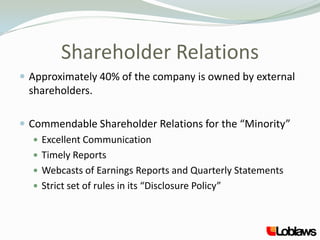 Executive Committee<br />Maintains a basic charter<br />Hold key positions at Loblaw and Weston<br />Deputy Chairman<br />...
