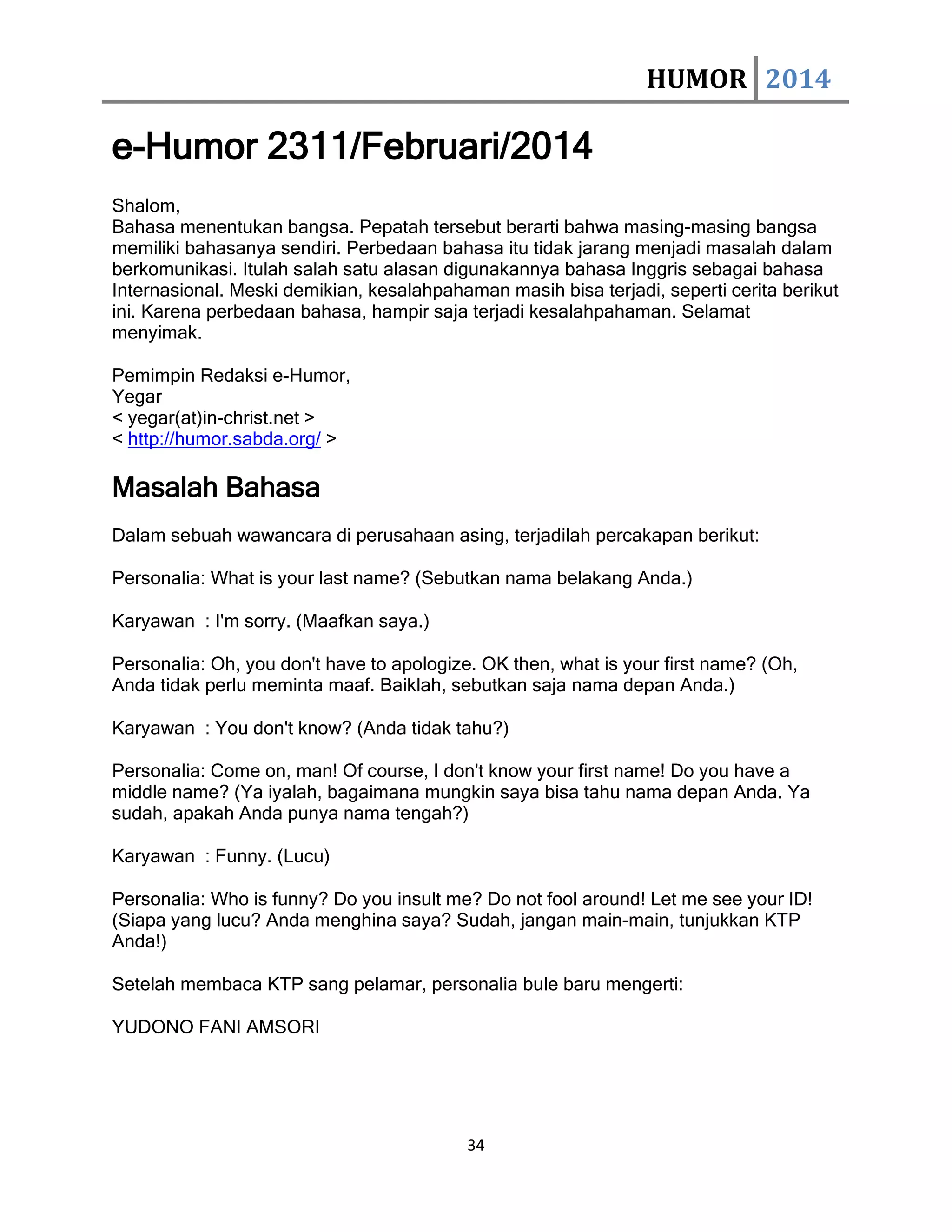 Manado humor 2014 | PDF