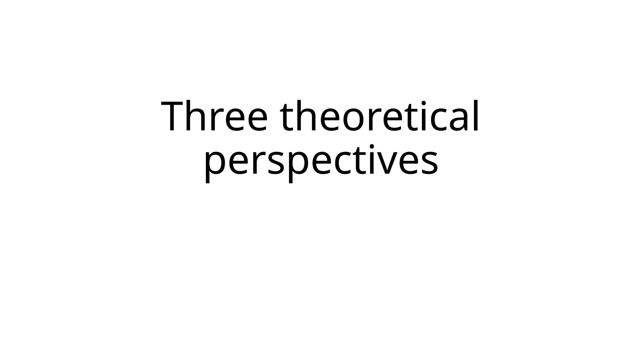 Three theoretical
perspectives
 