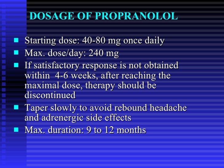 Inderal For Migraines Dosage