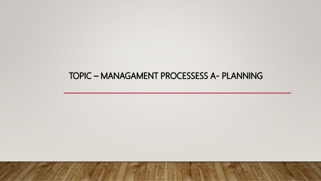 TOPIC – MANAGAMENT PROCESSESS A- PLANNING
 