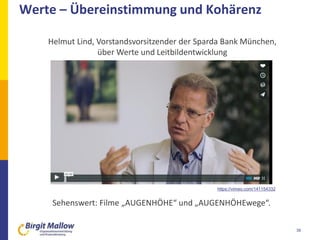 Werte – Übereinstimmung und Kohärenz
38
https://vimeo.com/141154332
Helmut Lind, Vorstandsvorsitzender der Sparda Bank Mün...