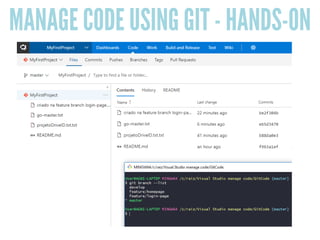 MANAGE CODE USING GIT - HANDS-ON
 