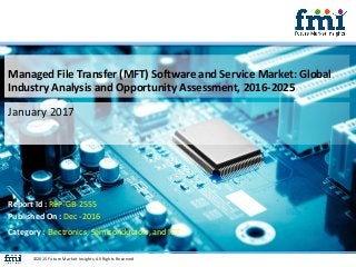 Managed File Transfer (MFT) Software and Service Market: Global
Industry Analysis and Opportunity Assessment, 2016-2025
January 2017
©2015 Future Market Insights, All Rights Reserved
Report Id : REP-GB-2555
Published On : Dec -2016
Category : Electronics, Semiconductors, and ICT
 