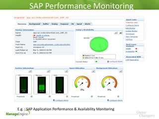 SAP Performance Monitoring




E.g. : SAP Application Performance & Availability Monitoring
 