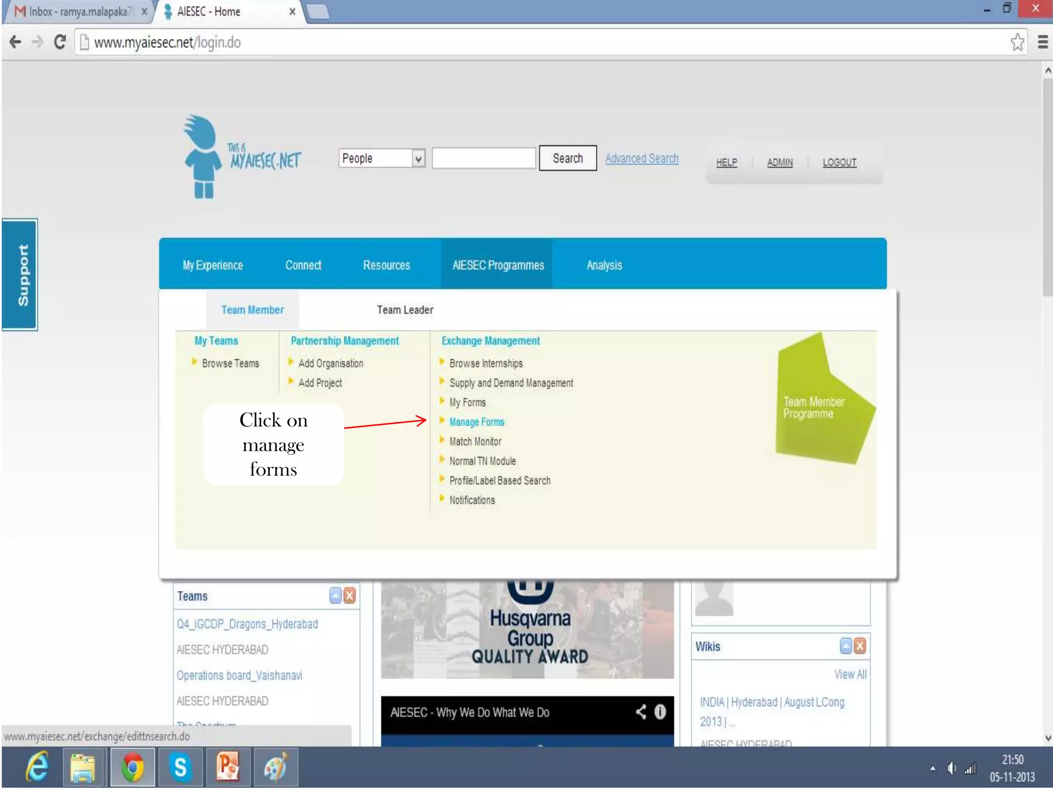 Click on
manage
forms

 