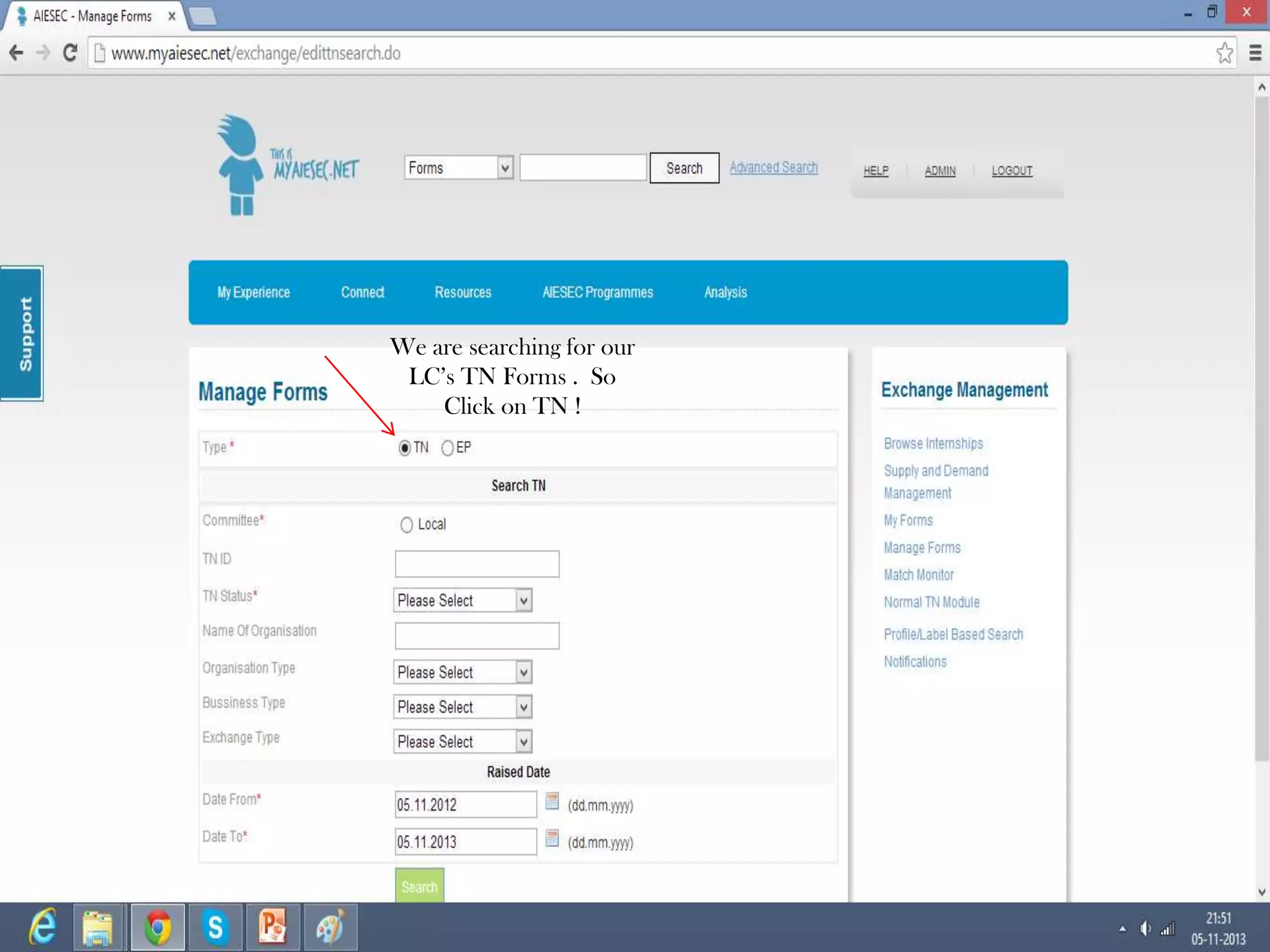 We are searching for our
LC’s TN Forms . So
Click on TN !

 