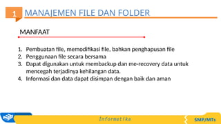 MANAGEMEN FILE dan folder materi smp mts tingkat 7 | PPTX