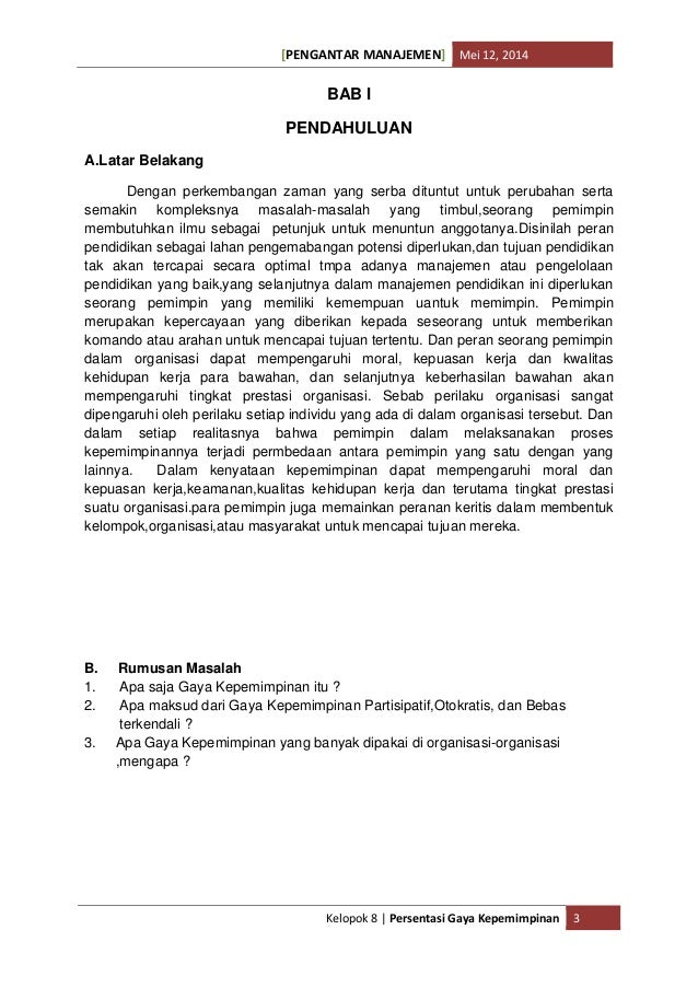 Makalah Managemen Gayakepemimpinan