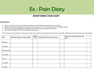 Ex : Pain Diary
 