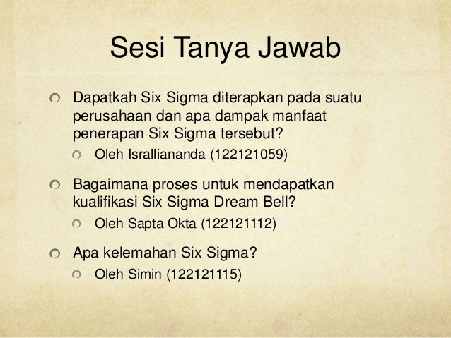 Six Sigma Managemen Internasional Mm Universitas Trisakti Jakarta