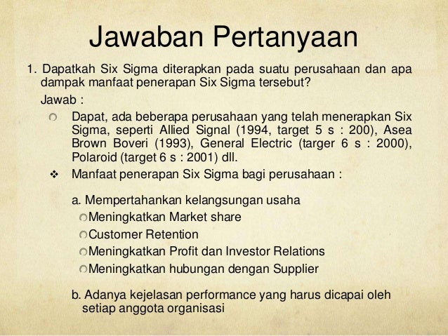 Six Sigma Managemen Internasional Mm Universitas Trisakti Jakarta