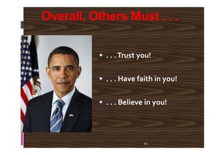 Overall, Others Must . . .
. . .Trust you!
. . . Have faith in you!
60
. . . Have faith in you!
. . . Believe in you!
 