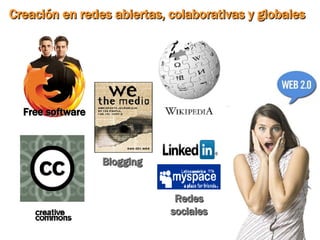 Creación en redes abiertas, colaborativas y globales  Free software Blogging Redes sociales 