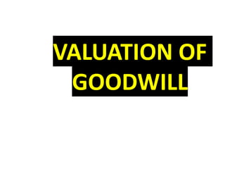 VALUATION OF
GOODWILL
 