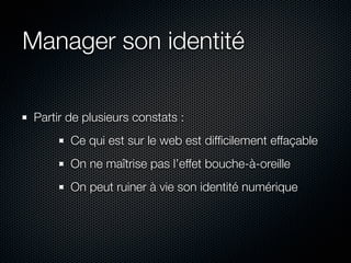 Management de son Identité Numérique