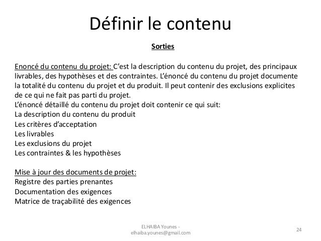 Management du contenu du projet