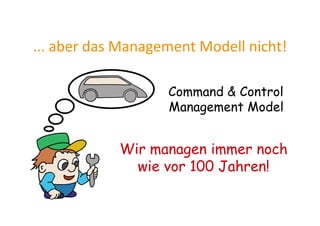 ...	
  aber	
  das	
  Management	
  Modell	
  nicht!	
  
Wir managen immer noch
wie vor 100 Jahren!
Command & Control
Management Model
 