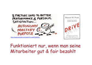 Funktioniert nur, wenn man seine
Mitarbeiter gut & fair bezahlt	
  
hDp://www.youtube.com/watch?v=uwA97yWz9Uc	
  	
  
 