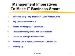 Management Imperatives  To Make IT Business-Smart ,[object Object],[object Object],[object Object],[object Object],[object Object],[object Object],[object Object]