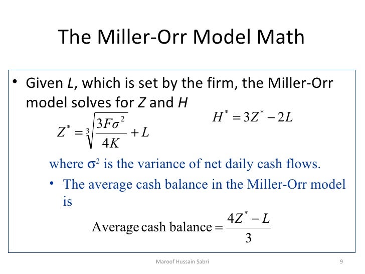 management of cash cash model