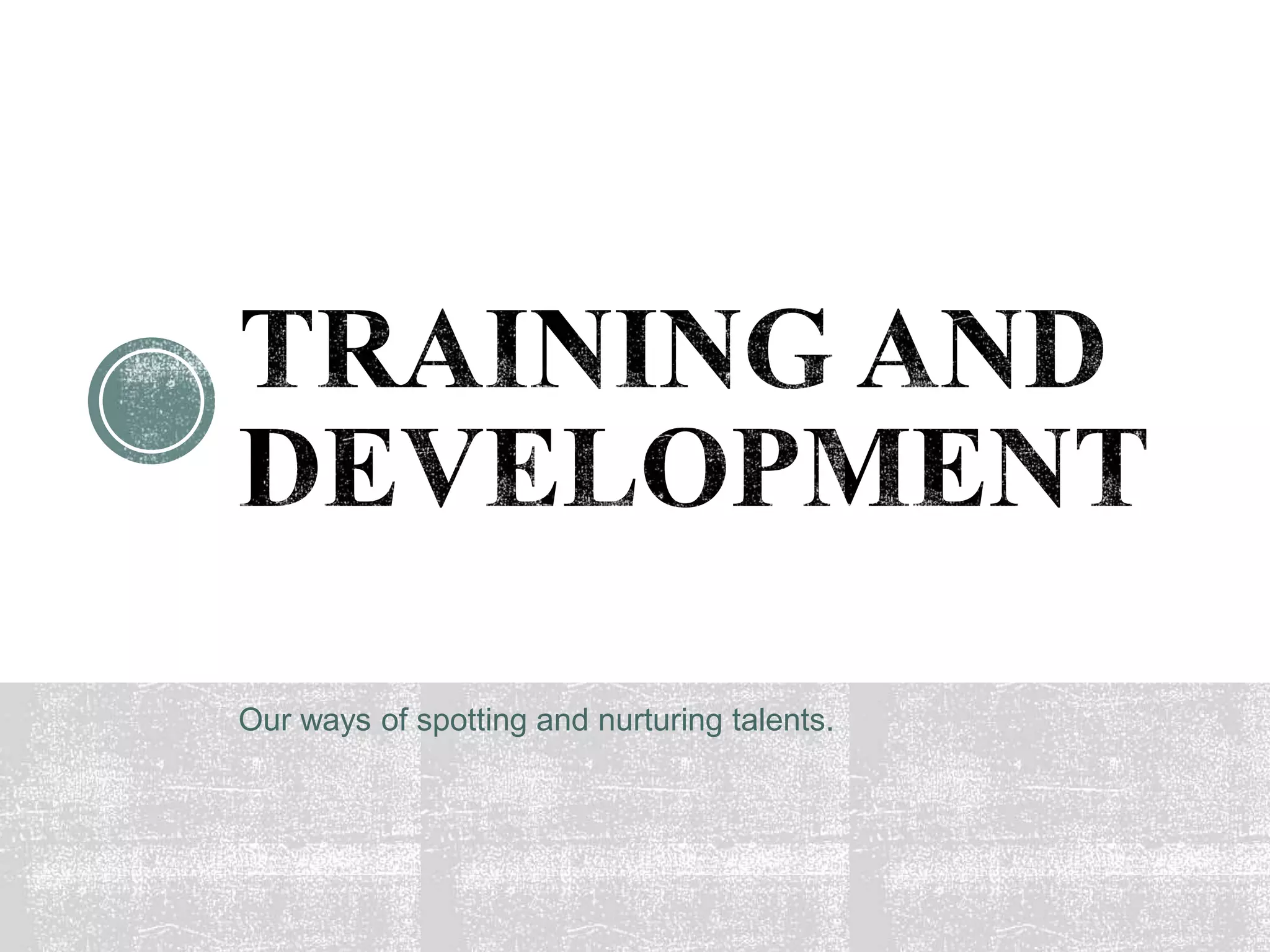 Our ways of spotting and nurturing talents.
 