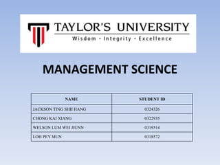Management science presentation slides | PPT