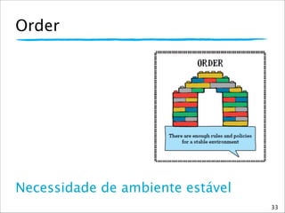 Order
Necessidade de ambiente estável
33
 
