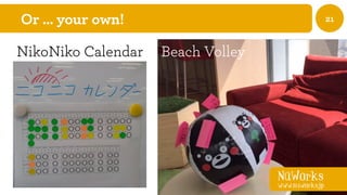 NüWorks
www.nuworks.jp
21Or … your own!
NikoNiko Calendar Beach Volley
NüWorks
www.nuworks.jp
 