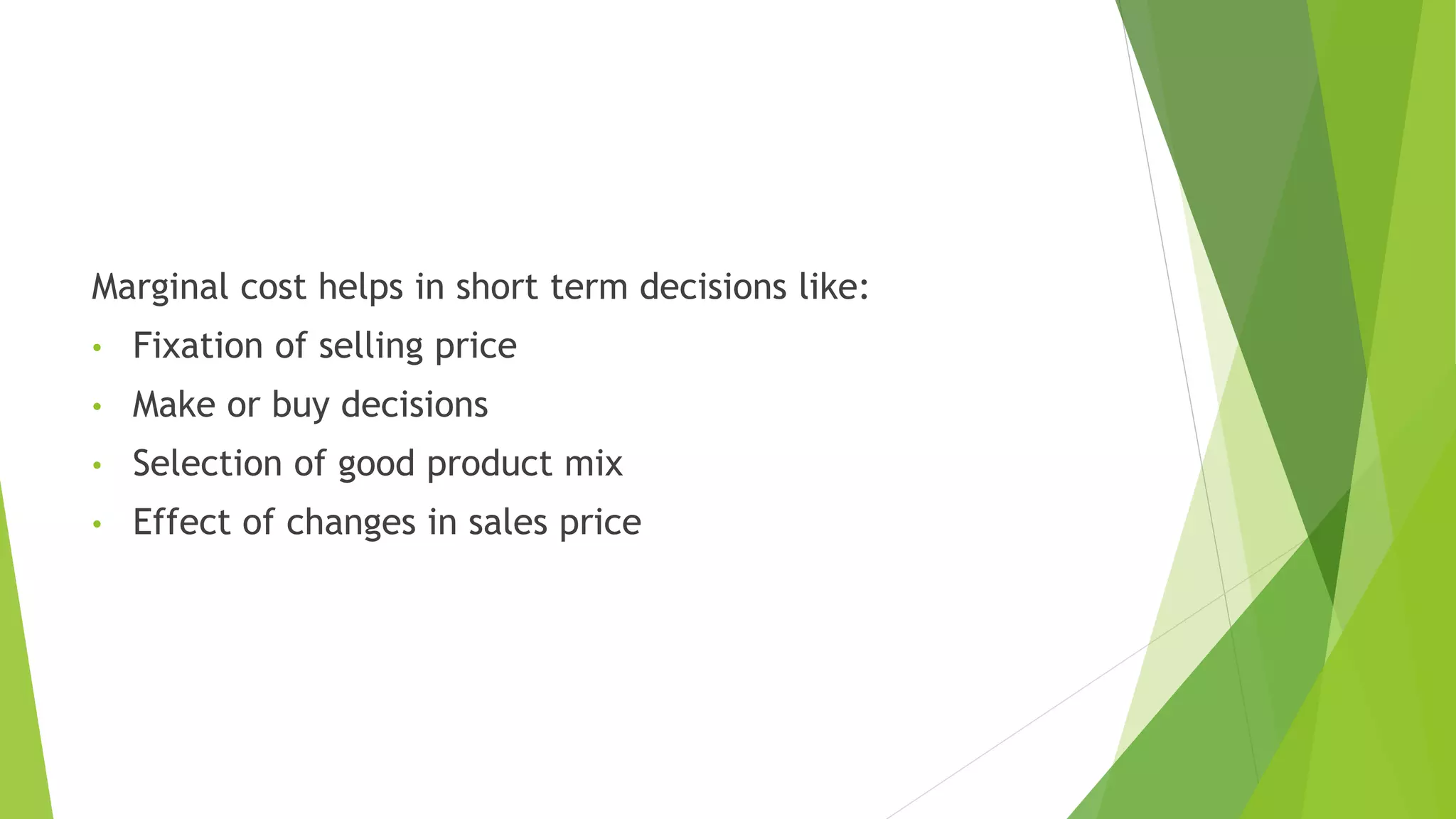 applications of marginal costing PPT