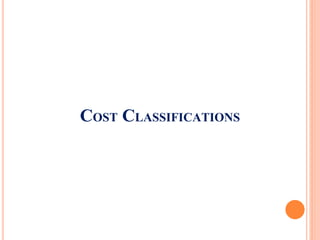 COST CLASSIFICATIONS
 