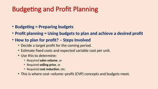 Target Budget Management Accounting budget and budgetary control bcom | PPTX