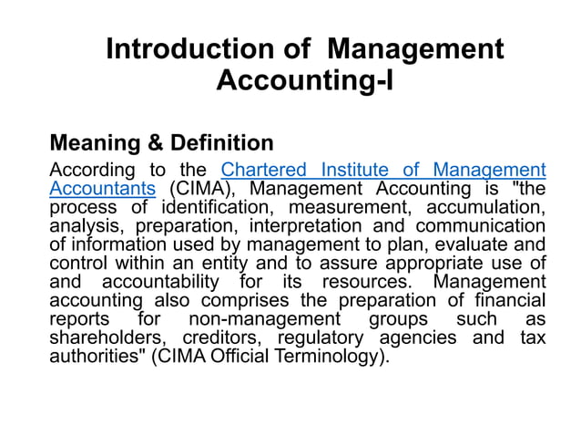Management Accounting Introduction 2 Ppt