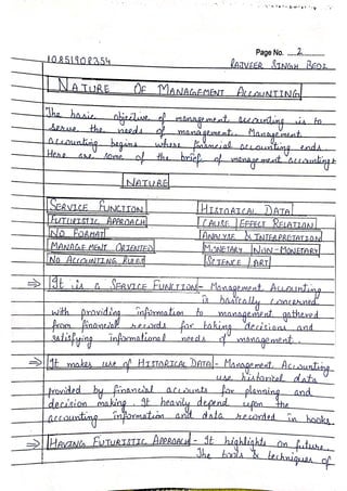 Management Accounting  | Bcom sem 5th | Hand written Notes | by Ritish bedi #RVIRGO