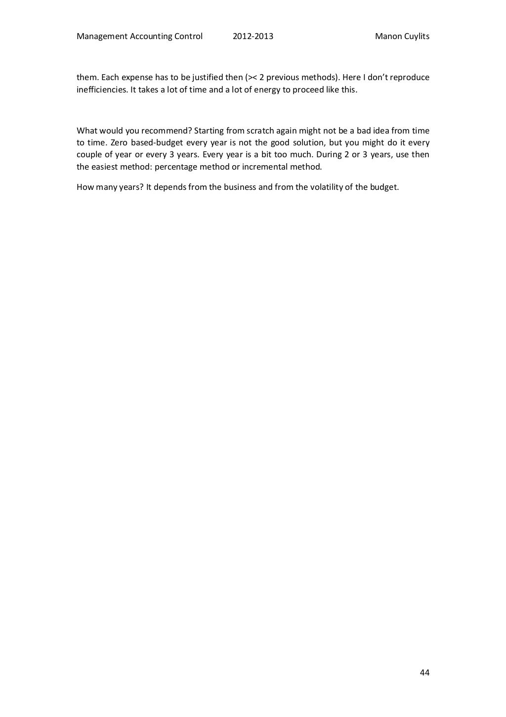 Management accounting control