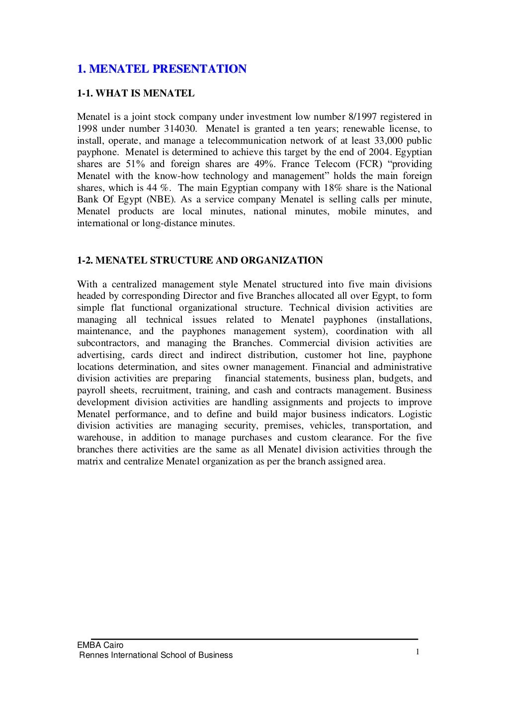 Management accounting report