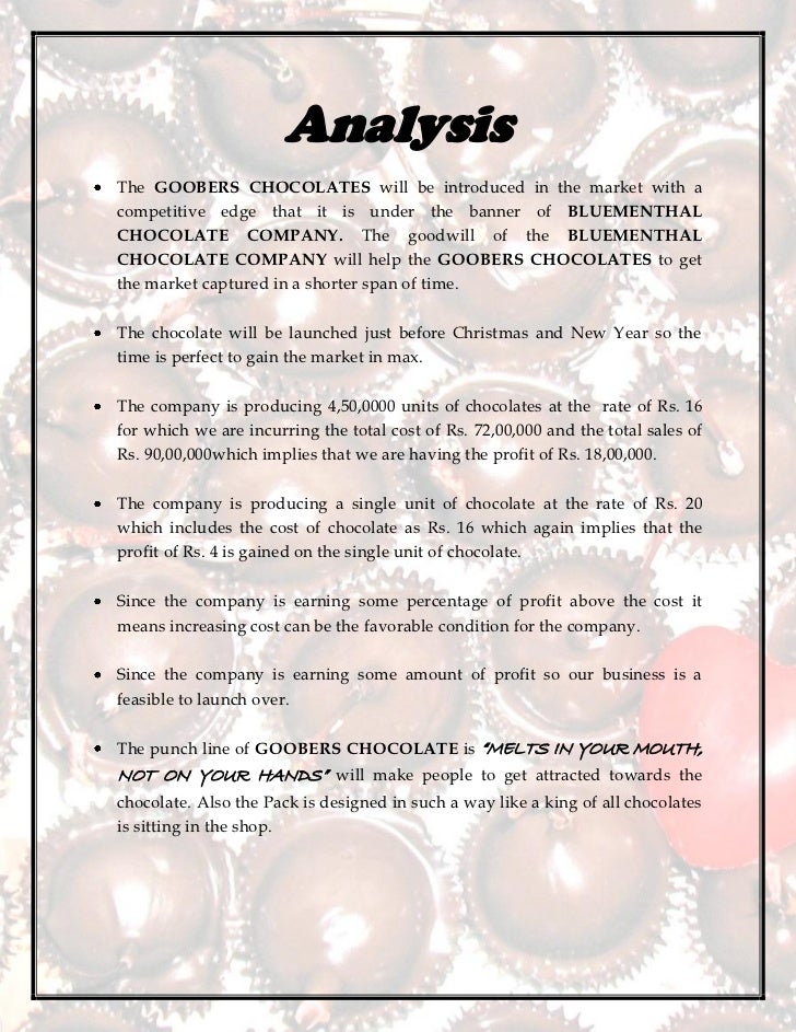 Cost sheet of a chocolate company and its analysis