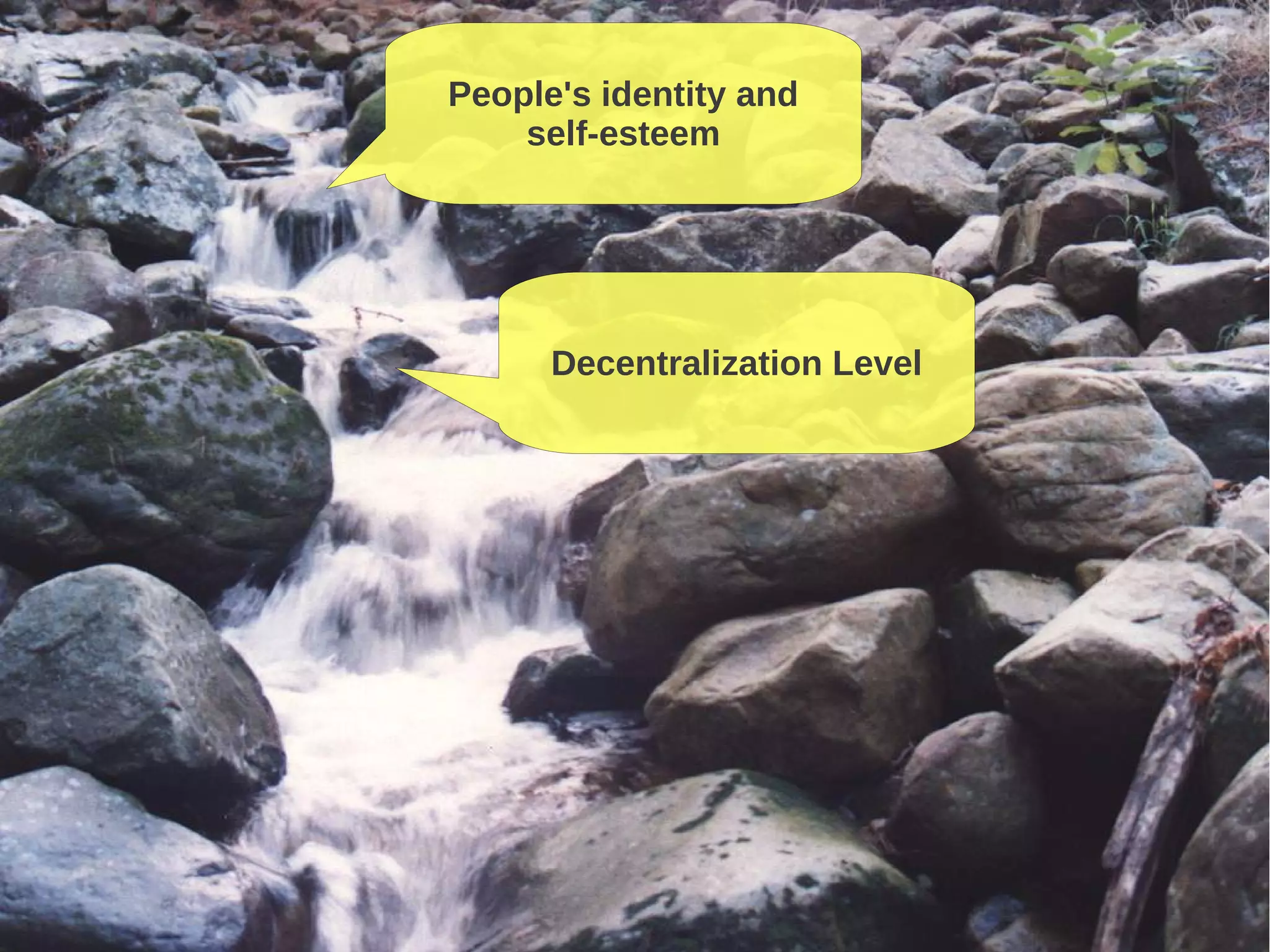 People's identity and
self-esteem
Decentralization Level
 