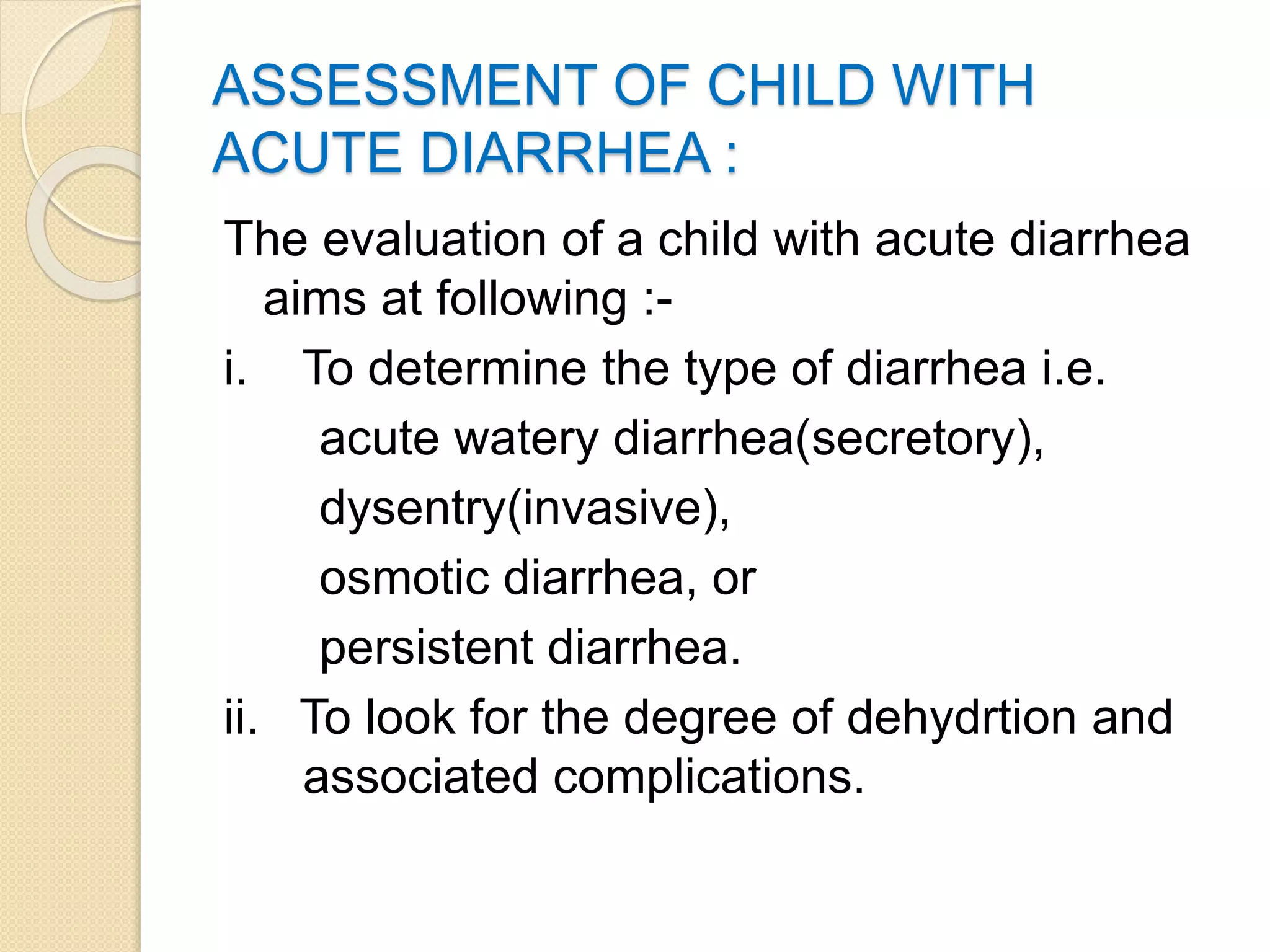 Management and complications of acute diarrhea in children PPT