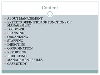 Management and it's functions