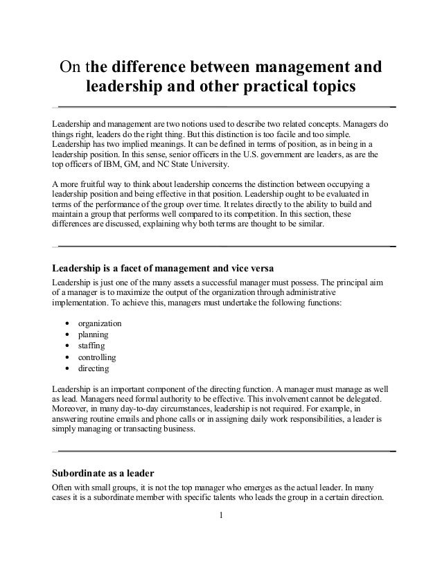 Research papers on management and leadership