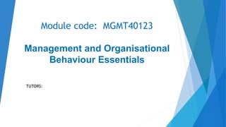 Management And Organisational Behaviour Pptx