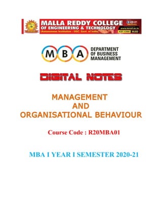 Course Code : R20MBA01
MBA I YEAR I SEMESTER 2020-21
 